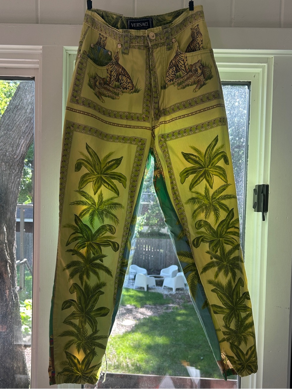 RARE 1993 Vintage Versace Palm Jungle Print Jeans- COA
